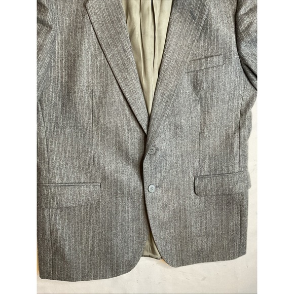 Selfridges Blazer Hugo James Size 44 S Gray Pinstriped Wool Made In England - Picture 8 of 8